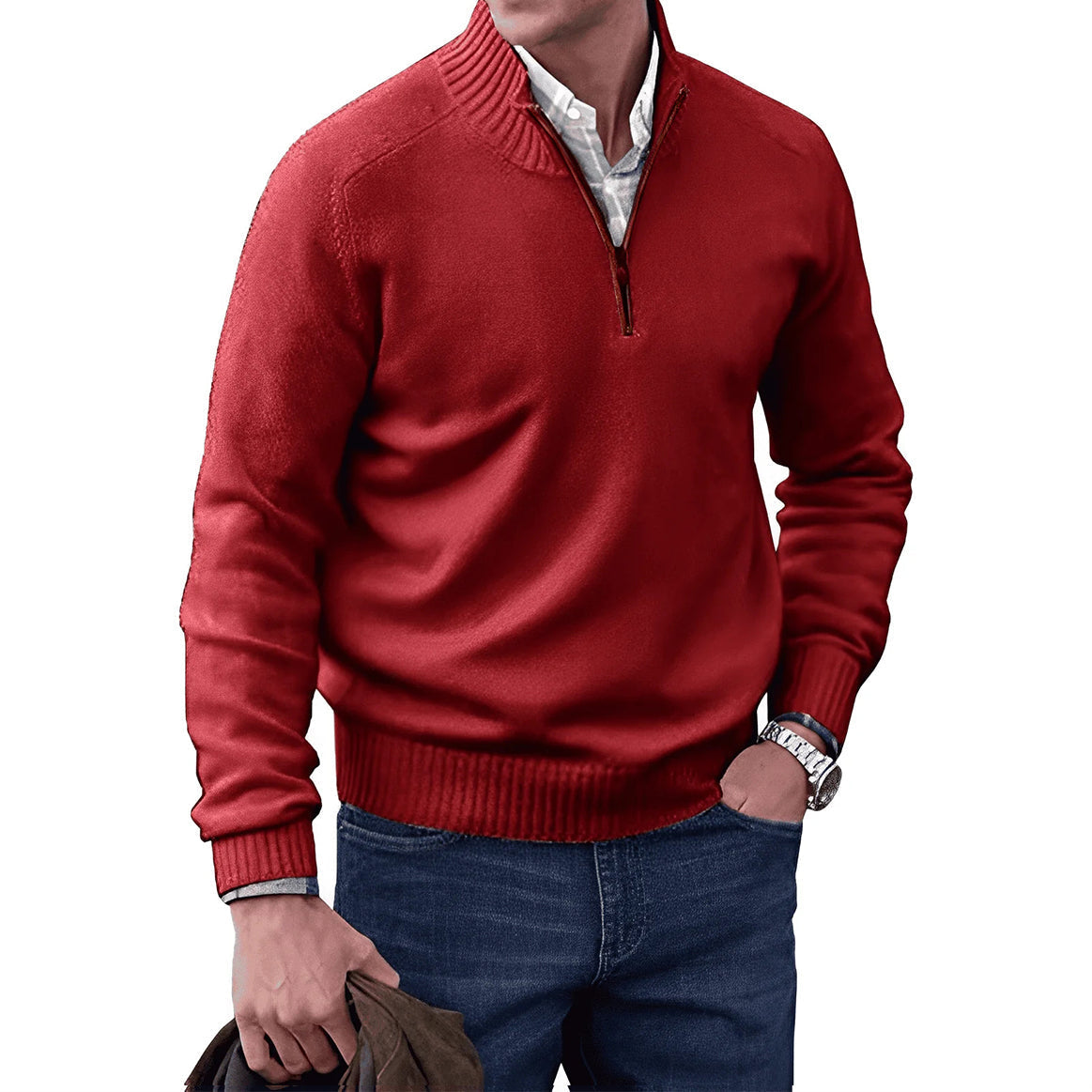 Lars | Herren Strickpullover Reißverschluss Stehkragen Feinstrick 8