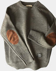 Lars | Herren Strickpullover Rundhals Ellbogenpatches 0