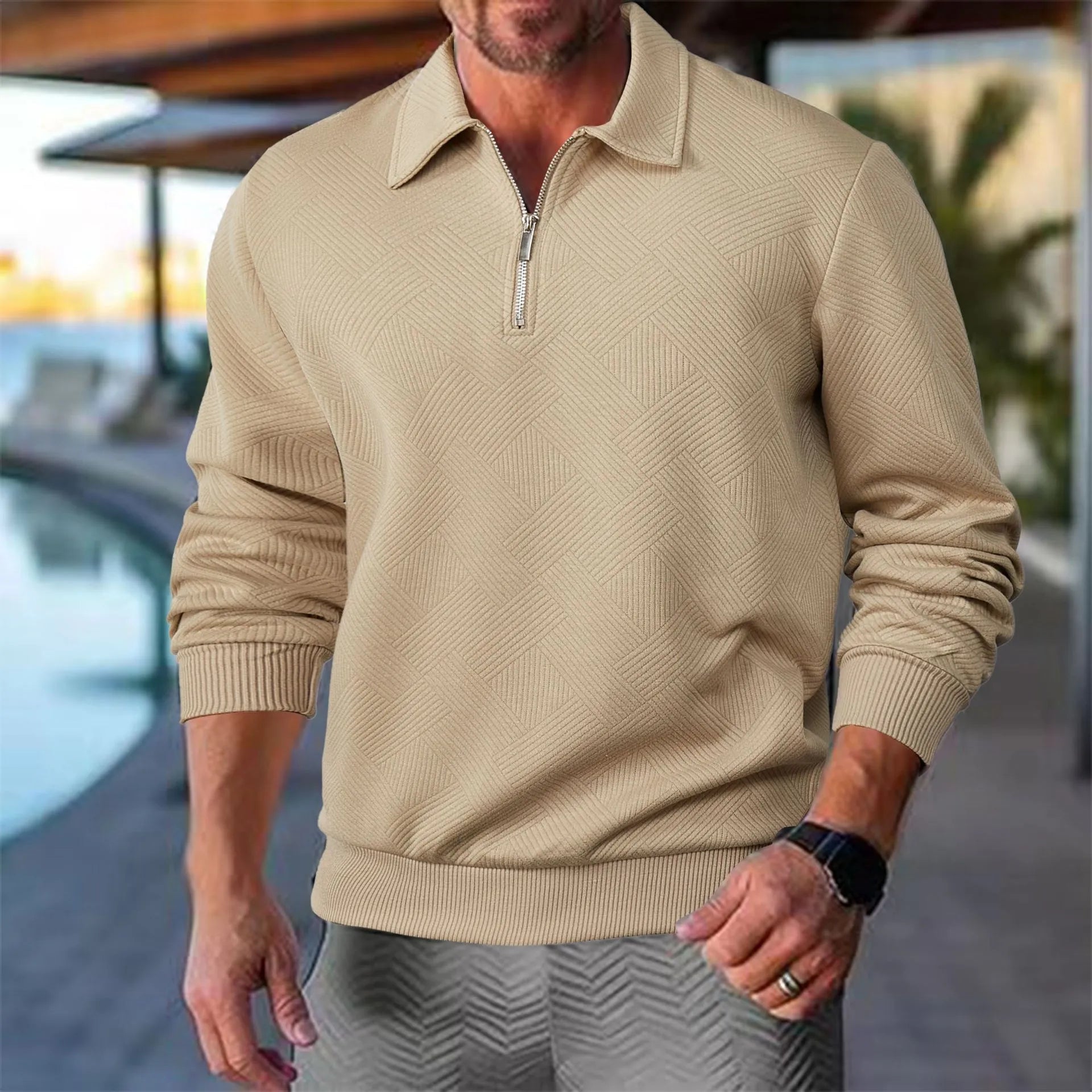 Lars | Herren Strickpullover Stehkragen Reißverschluss 1