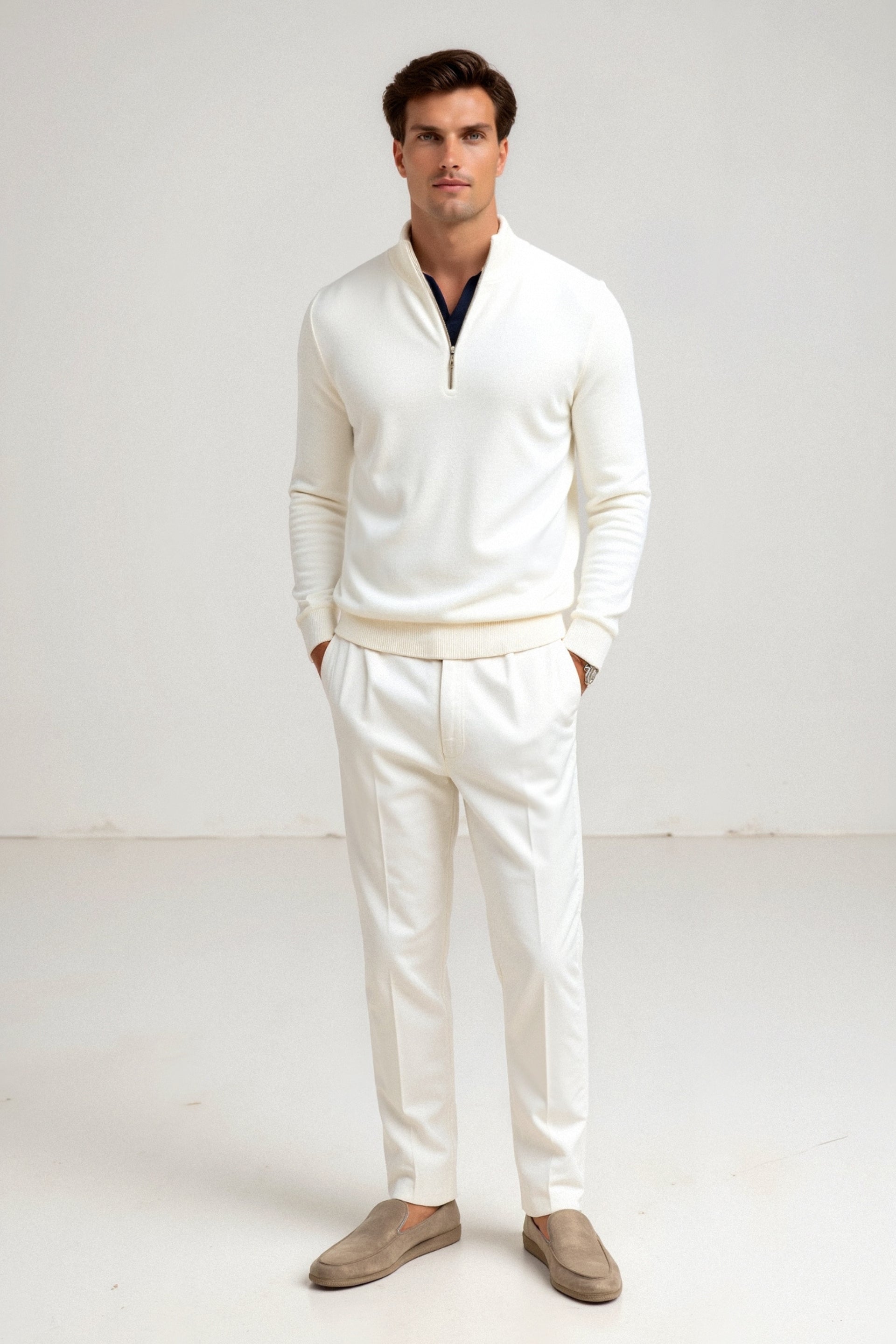 Lars | Herren Sweatshirt Halber Reißverschluss Elastische Bündchen 4