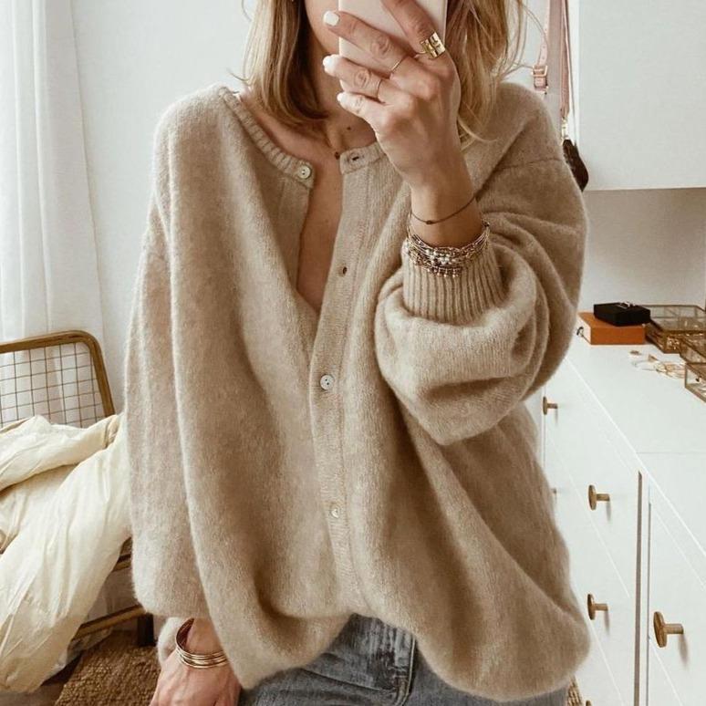 Lässige Strickjacke mit Drop-Schultern für Eleganz 0
