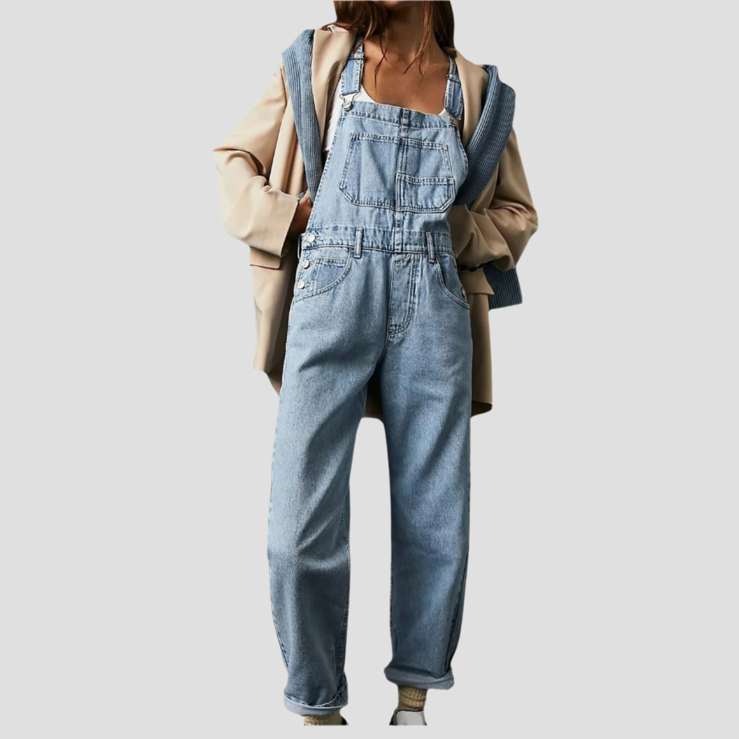 Lässiger Denim Jumpsuit mit Verstellbaren Trägern – Entspannte Passform für Stilvolle Anlässe 1
