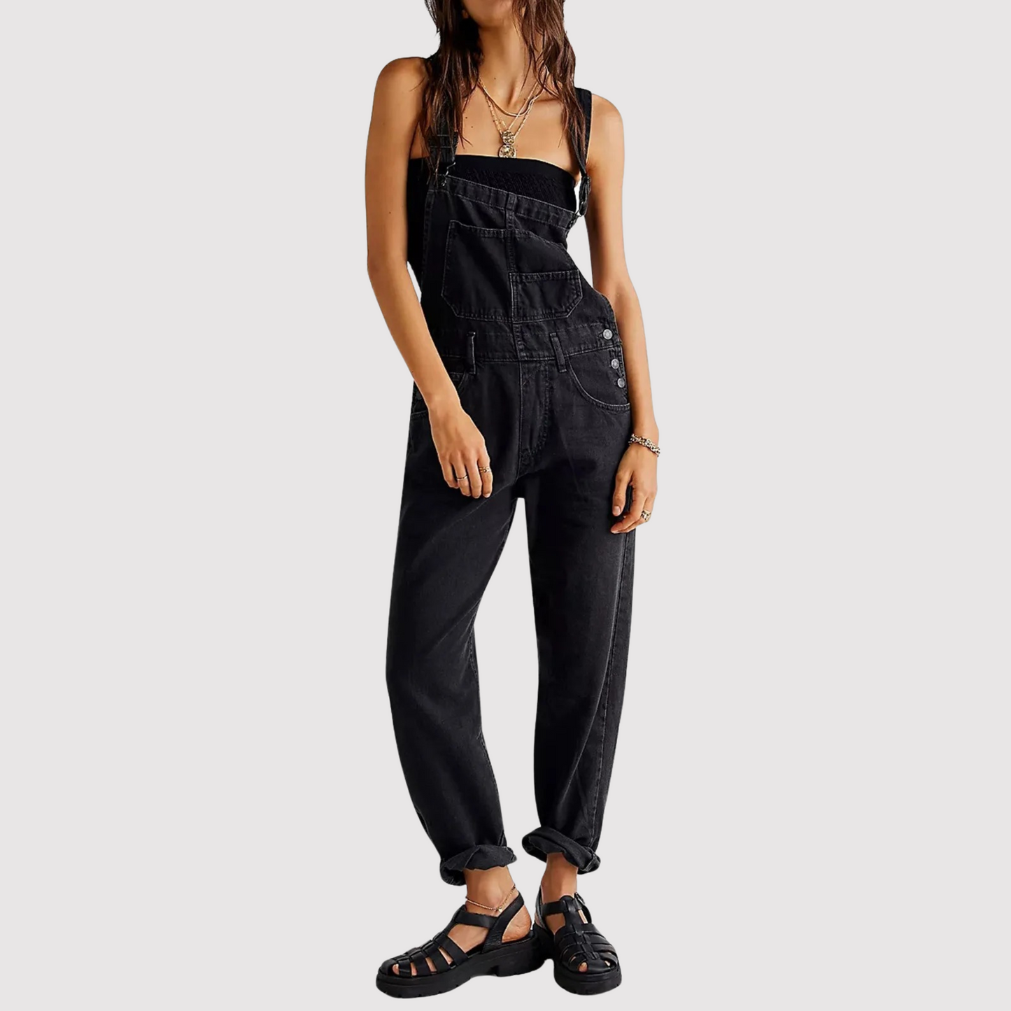 Lässiger Denim Jumpsuit mit Verstellbaren Trägern – Entspannte Passform für Stilvolle Anlässe 3