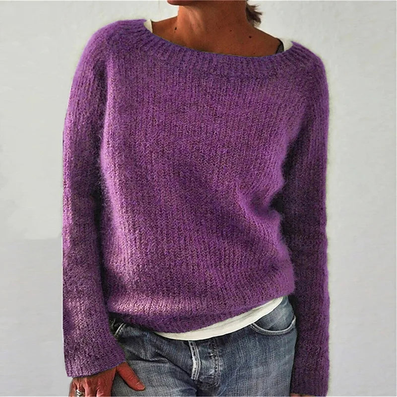 Lässiger Strickpullover mit Bootsausschnitt 2