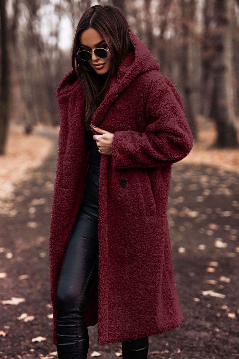 Lässiger Teddy Mantel mit Kapuze für Eleganz 2