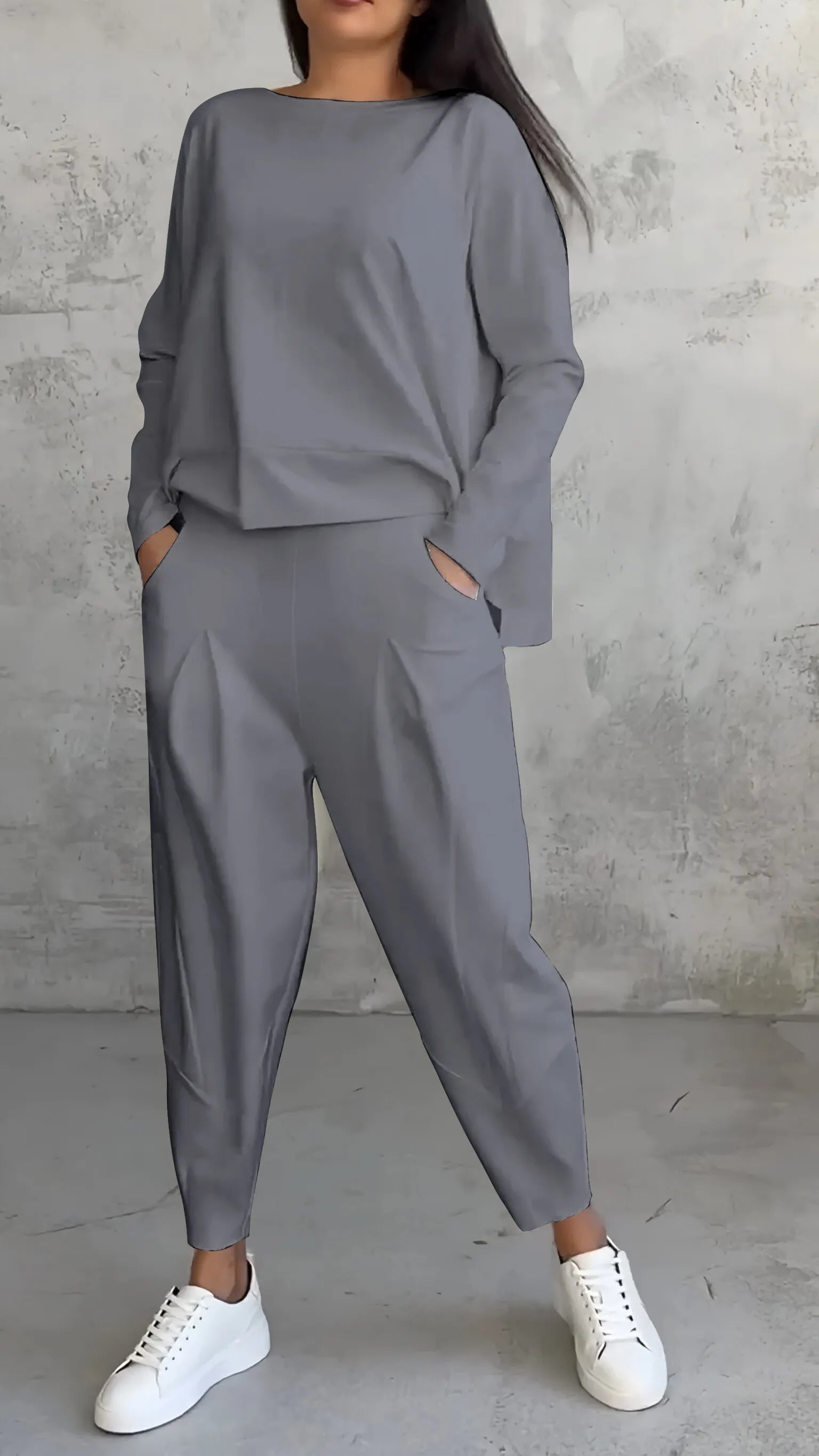 Lässiges Damen Set mit Langarmoberteil und Harem-Hose – Eleganz und Komfort vereint 2