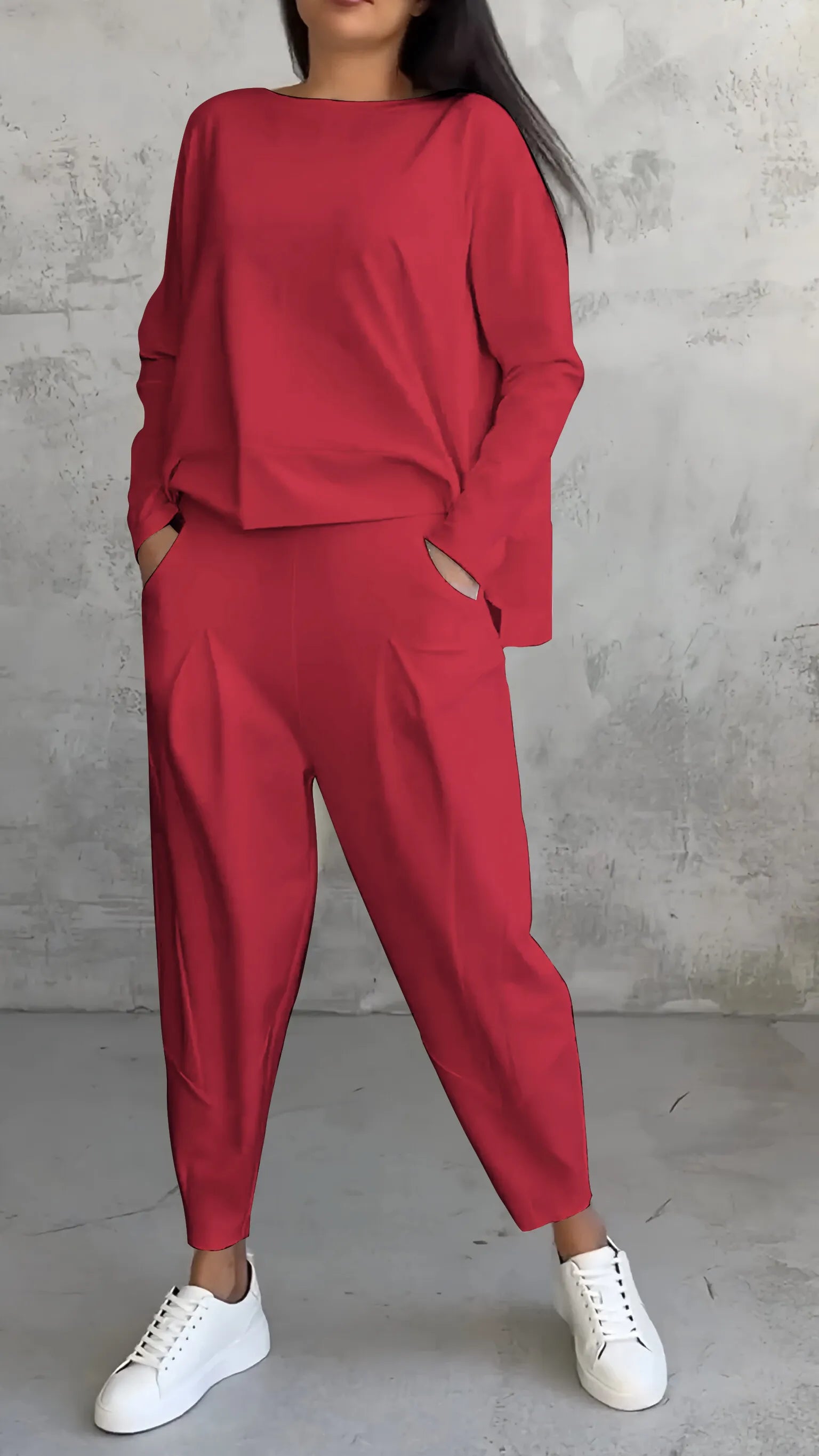 Lässiges Damen Set mit Langarmoberteil und Harem-Hose – Eleganz und Komfort vereint 4
