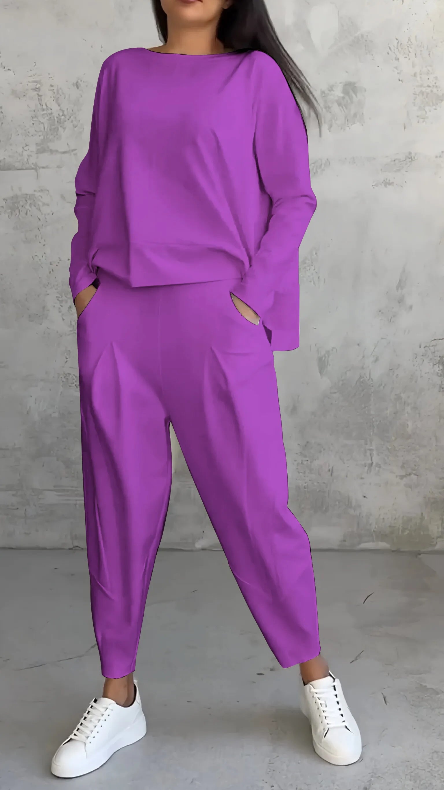 Lässiges Damen Set mit Langarmoberteil und Harem-Hose – Eleganz und Komfort vereint 8