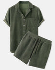 Lässiges Herren Corduroy Set – Kurzärmliges Hemd und Shorts für den Sommer 3