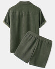 Lässiges Herren Corduroy Set – Kurzärmliges Hemd und Shorts für den Sommer 7