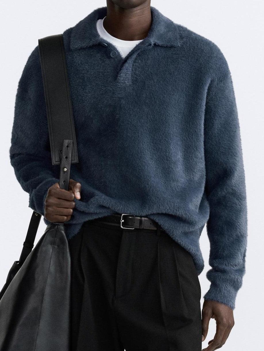 Luca | Herren Polopullover Knopfverschluss Grobstrick 1