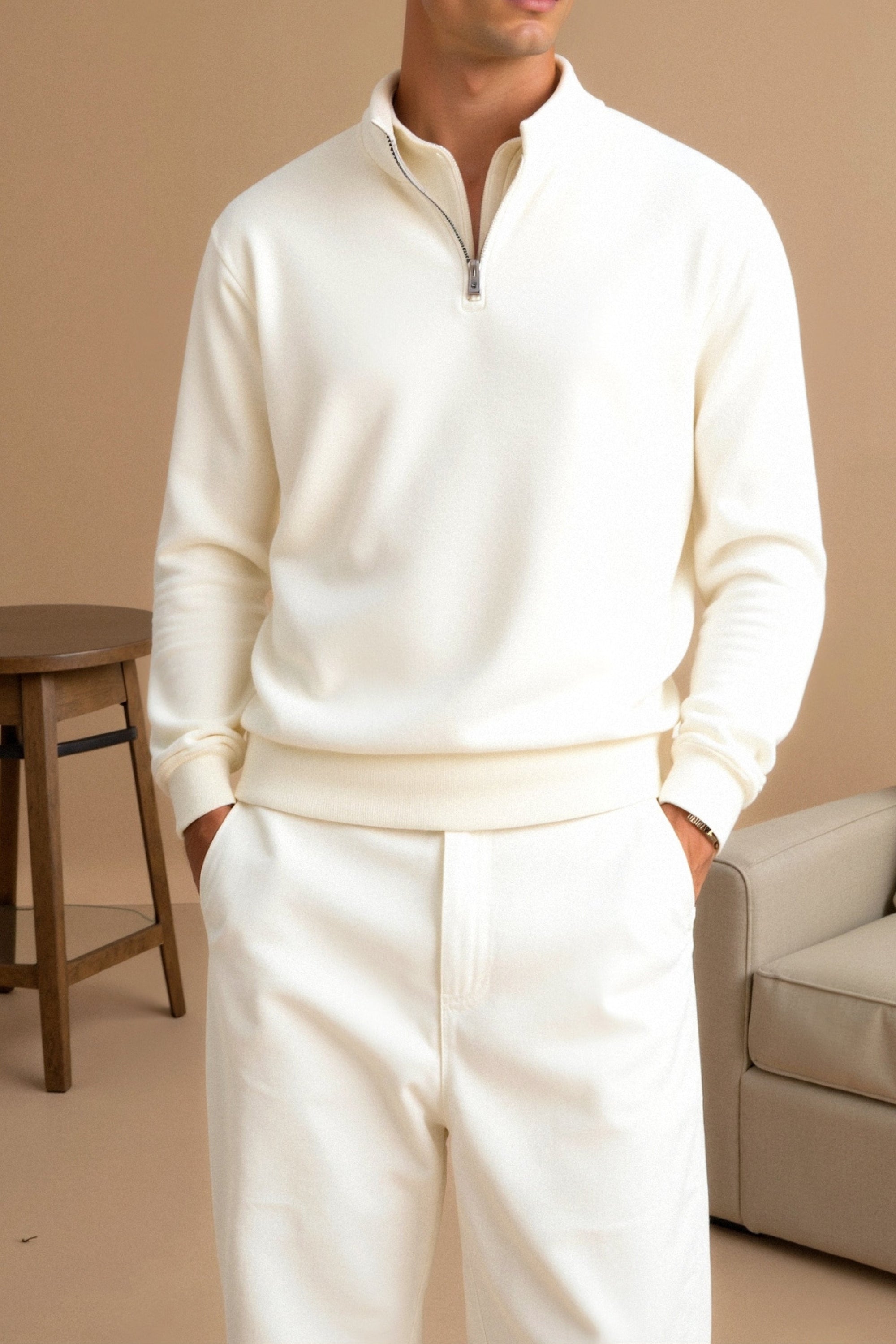 Luca | Herren Strickjacke Reißverschluss Stehkragen Fleece 2