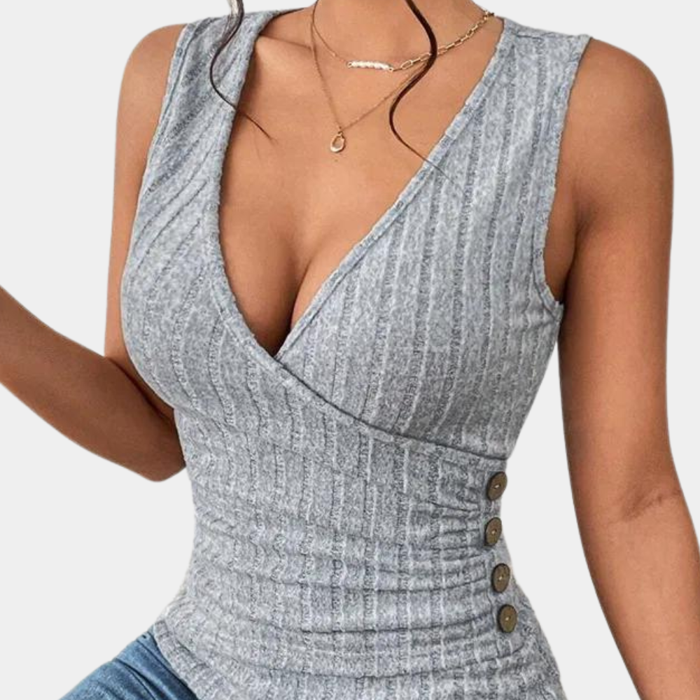 Luftige ärmellose Bluse mit V-Ausschnitt 1