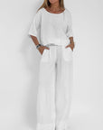 Luftiges Damen Outfit Set aus Leichtem Material – Elegantes Oberteil und Hose für Jeden Anlass 2