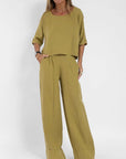 Luftiges Damen Outfit Set aus Leichtem Material – Elegantes Oberteil und Hose für Jeden Anlass 4