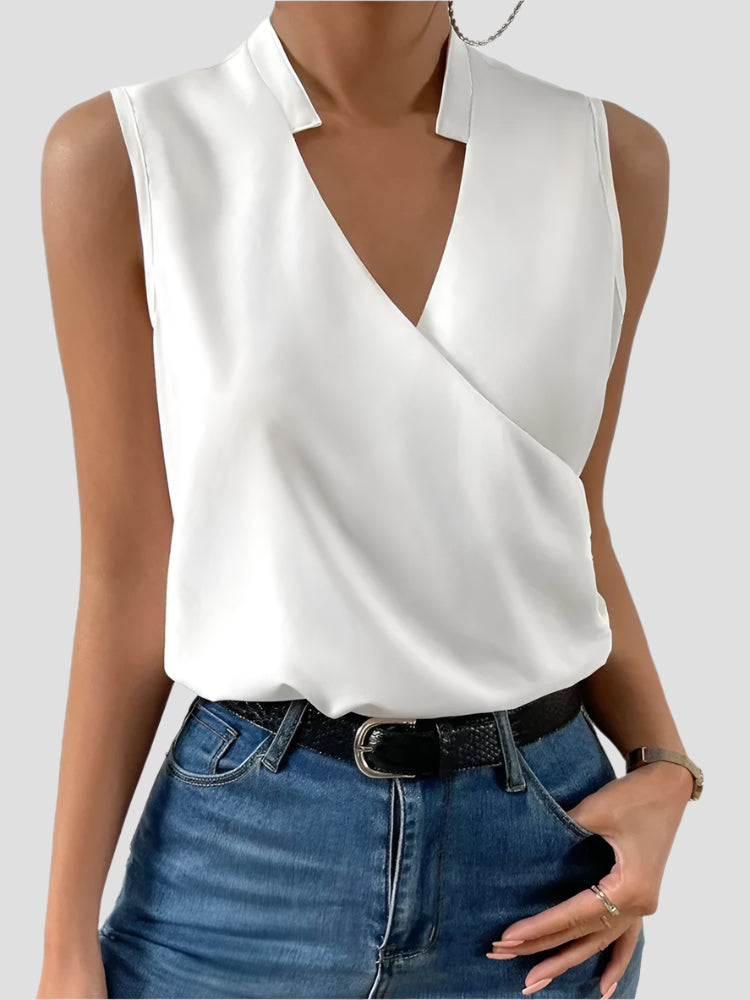 Luftiges Damen Top mit V-Ausschnitt – Weißes Sommeroberteil für Eleganz und Komfort 1
