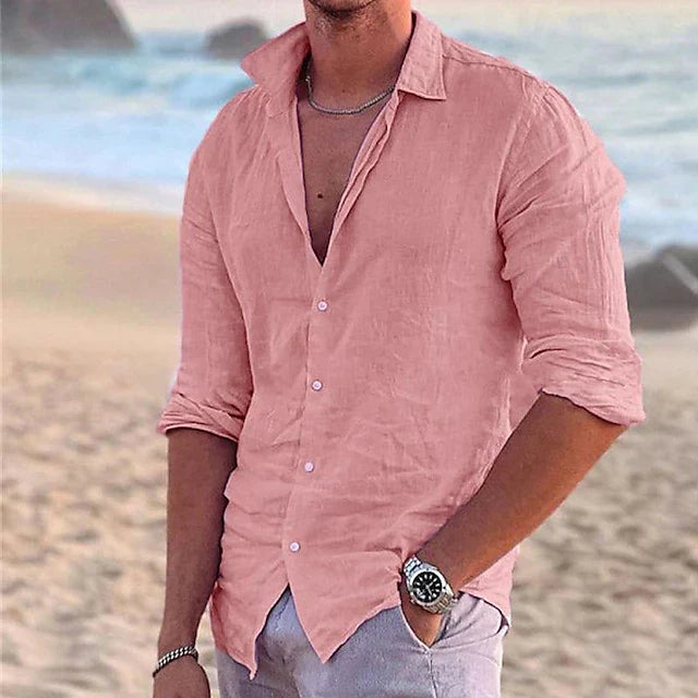 Luftiges Herren Leinenhemd für Sommer – Atmungsaktives, Klassisches Design in verschiedenen Farben, Regular Fit 2