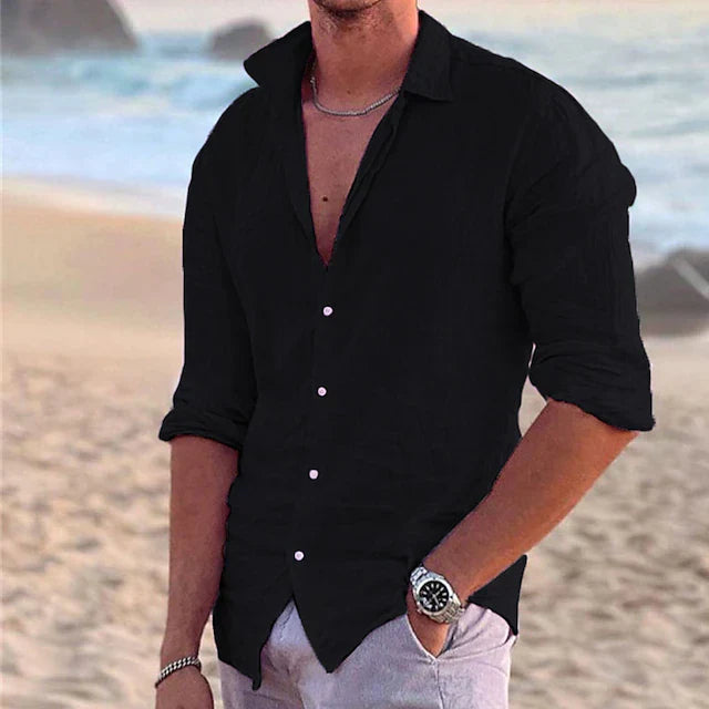 Luftiges Herren Leinenhemd für Sommer – Atmungsaktives, Klassisches Design in verschiedenen Farben, Regular Fit 11