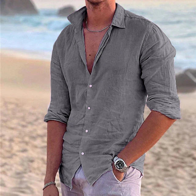 Luftiges Herren Leinenhemd für Sommer – Atmungsaktives, Klassisches Design in verschiedenen Farben, Regular Fit 9