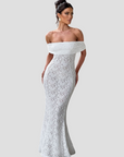 Elegantes Maxikleid aus Spitze mit Offenem Rücken und Bardot-Ausschnitt – Figurbetont und Fließend 3