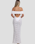 Elegantes Maxikleid aus Spitze mit Offenem Rücken und Bardot-Ausschnitt – Figurbetont und Fließend 2