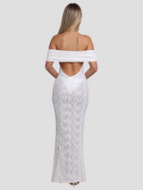 Elegantes Maxikleid aus Spitze mit Offenem Rücken und Bardot-Ausschnitt