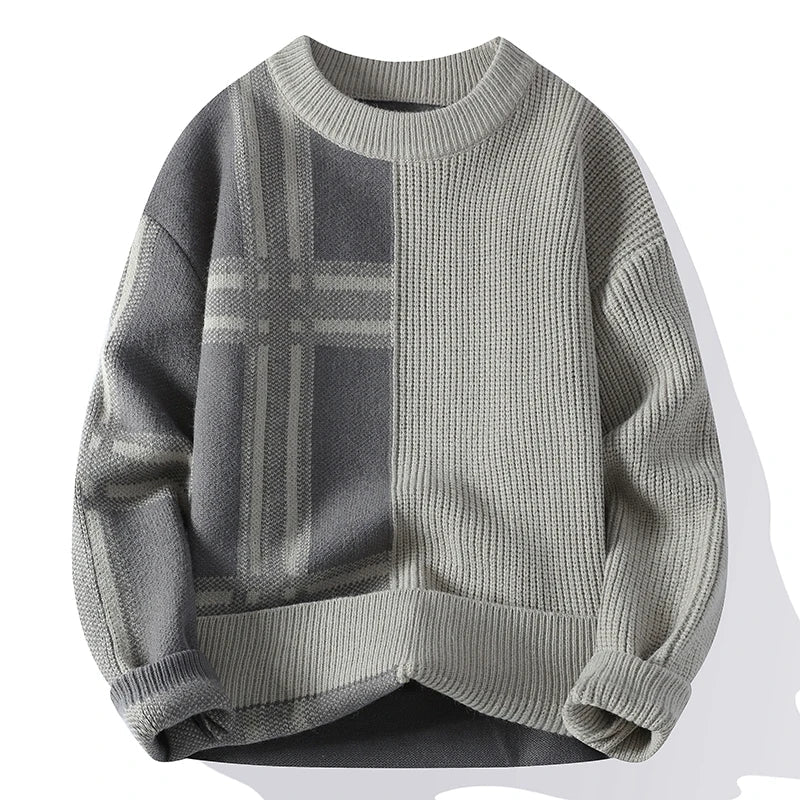 Minimalistischer Patchwork Pullover für Herren 1