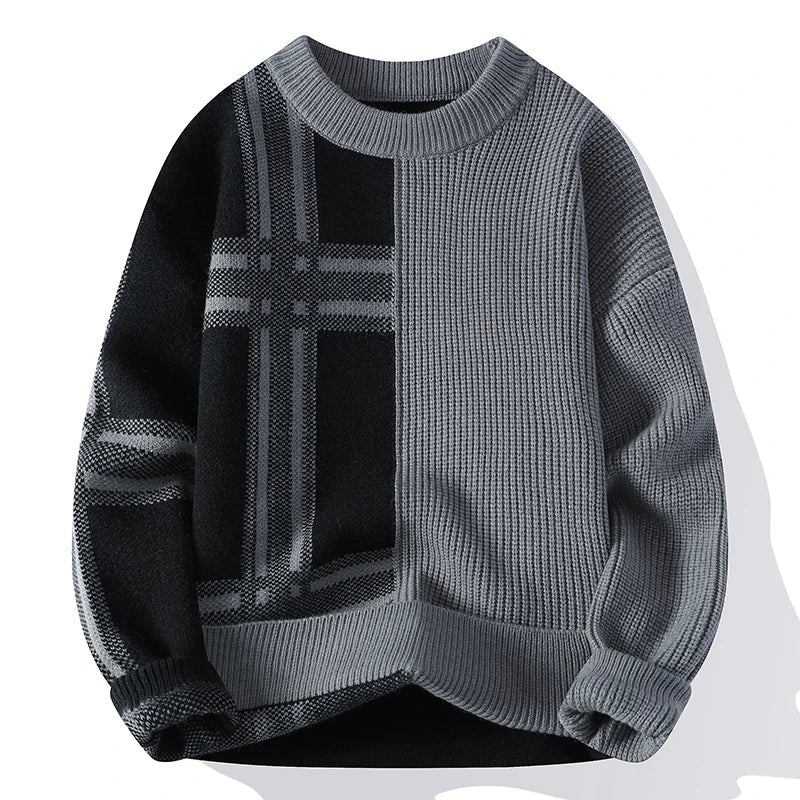 Minimalistischer Patchwork Pullover für Herren 2