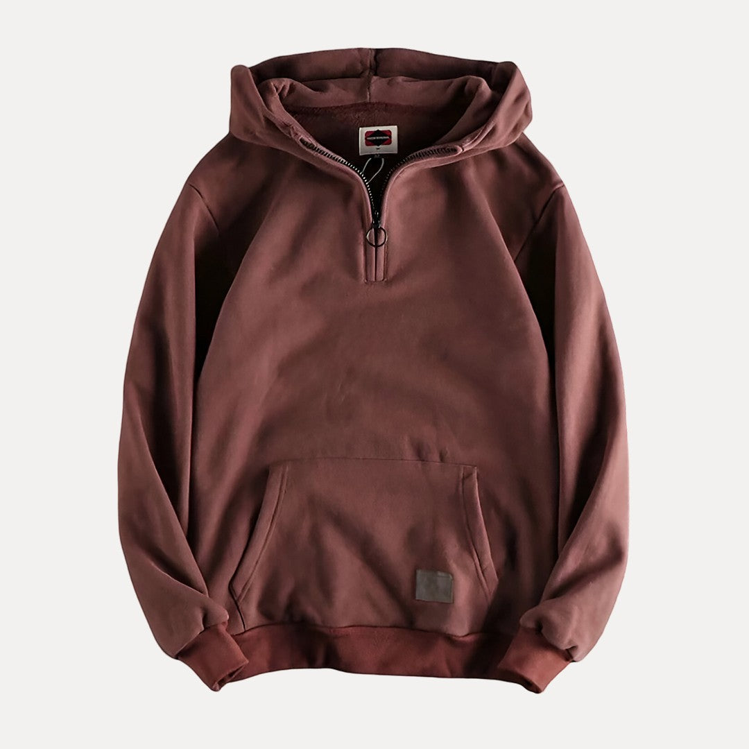Minimalistisches Hoodie mit Halbzip und Tasche 0