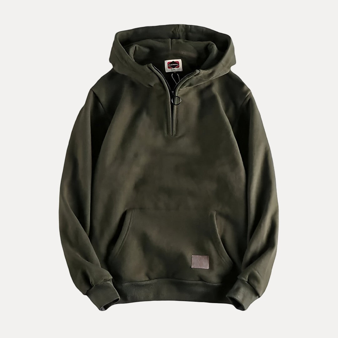 Minimalistisches Hoodie mit Halbzip und Tasche 1