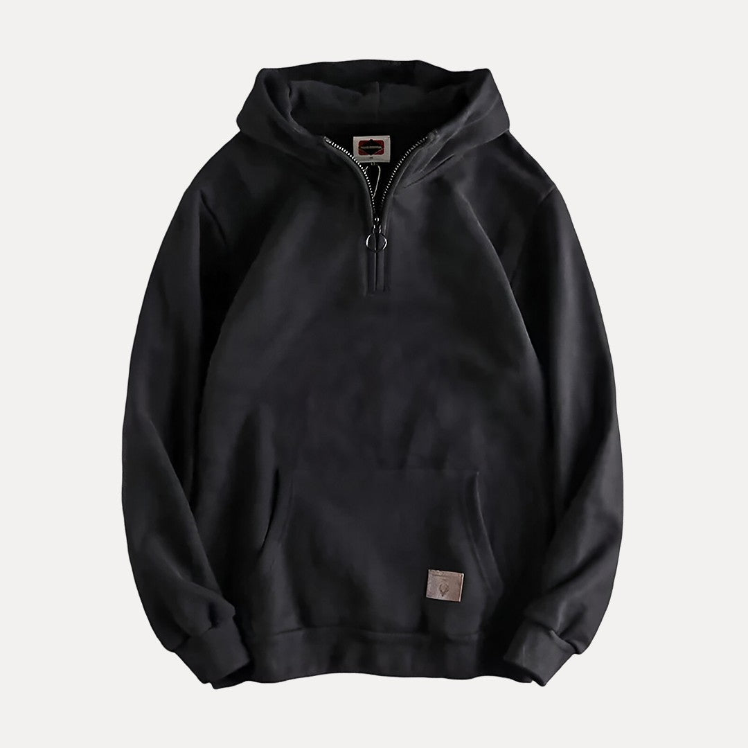 Minimalistisches Hoodie mit Halbzip und Tasche 2