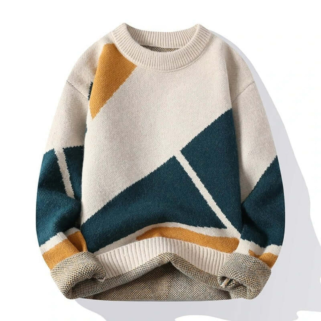 Modischer Strickpullover mit geometrischem Muster 0