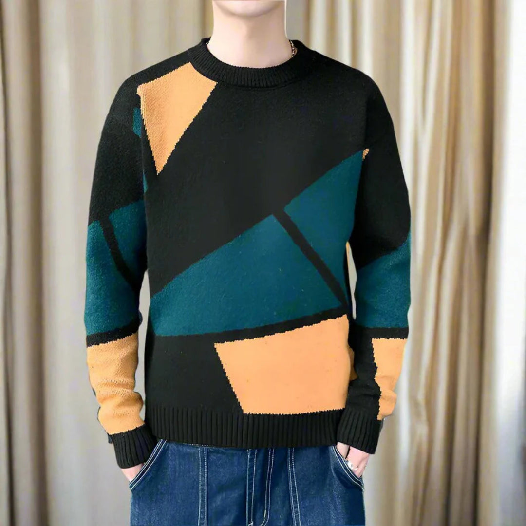 Modischer Strickpullover mit geometrischem Muster 1