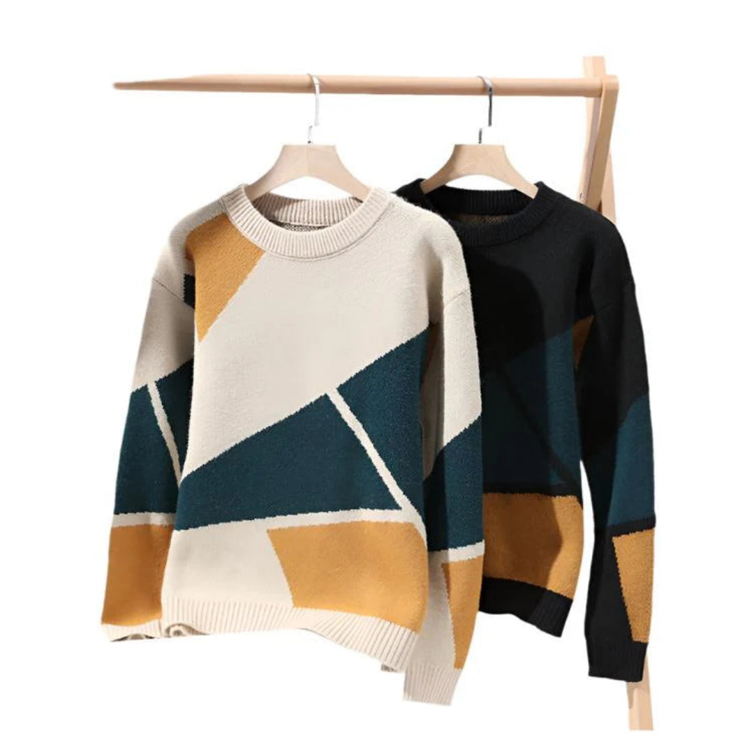 Modischer Strickpullover mit geometrischem Muster 2