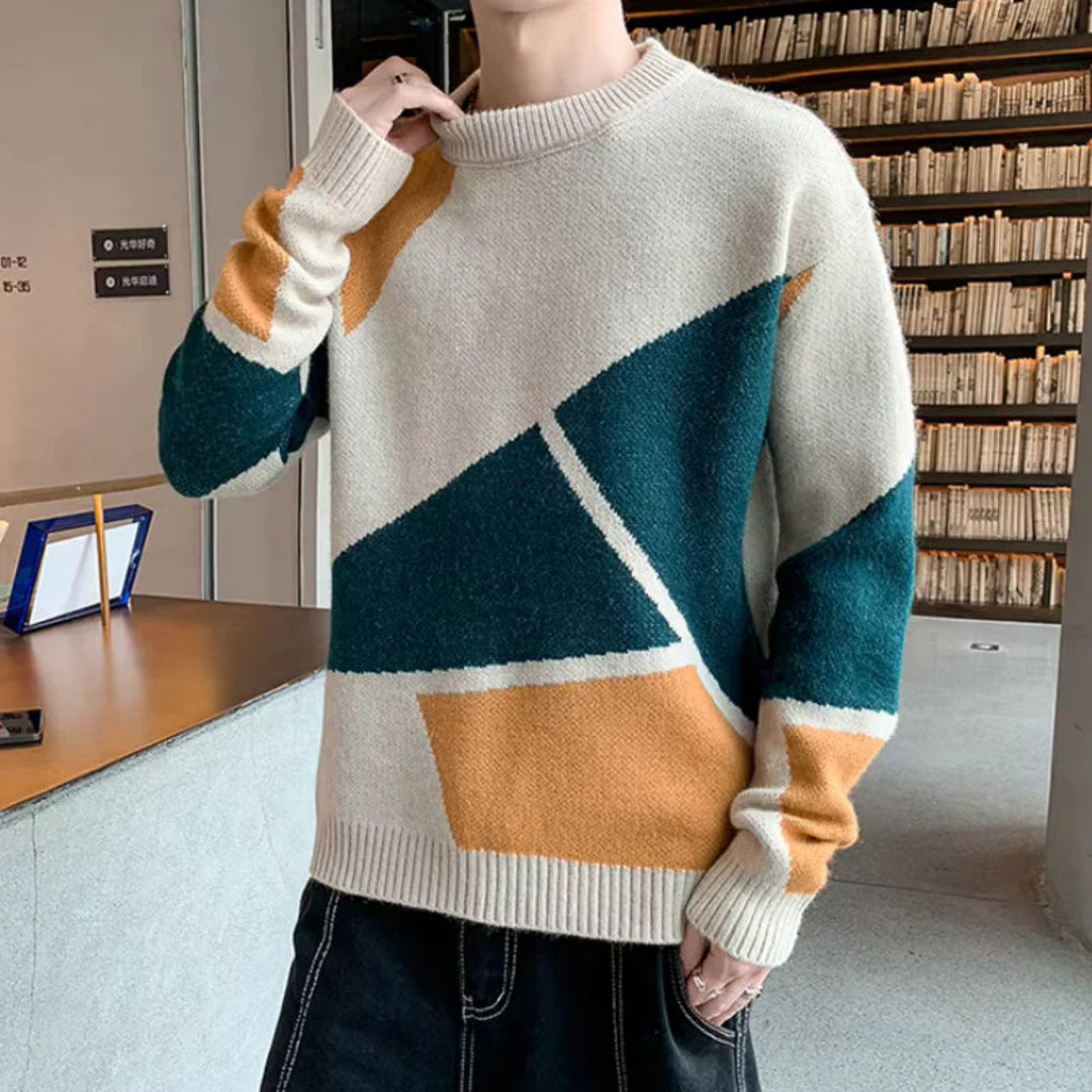Modischer Strickpullover mit geometrischem Muster 4