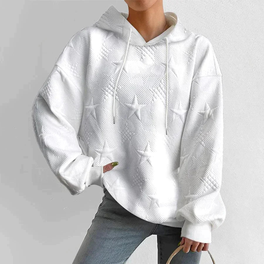 Oversized Damen Hoodie mit Strukturiertem Sternmuster 0