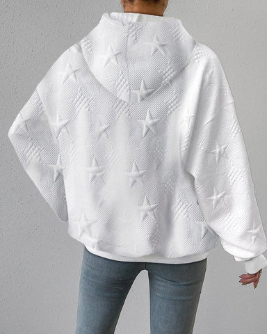 Oversized Damen Hoodie mit Strukturiertem Sternmuster 1