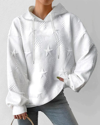 Oversized Damen Hoodie mit Strukturiertem Sternmuster 2