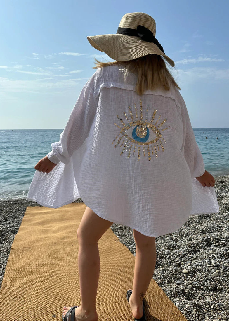 Oversized Hemd mit Besticktem Rückendetail 2