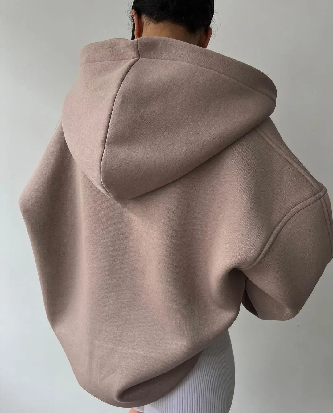 Oversized Kapuzenpullover mit Offenem V-Ausschnitt 1