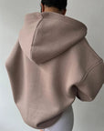 Oversized Kapuzenpullover mit Offenem V-Ausschnitt 1