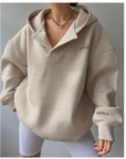 Oversized Kapuzenpullover mit Offenem V-Ausschnitt 2