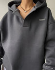 Oversized Kapuzenpullover mit Offenem V-Ausschnitt 4