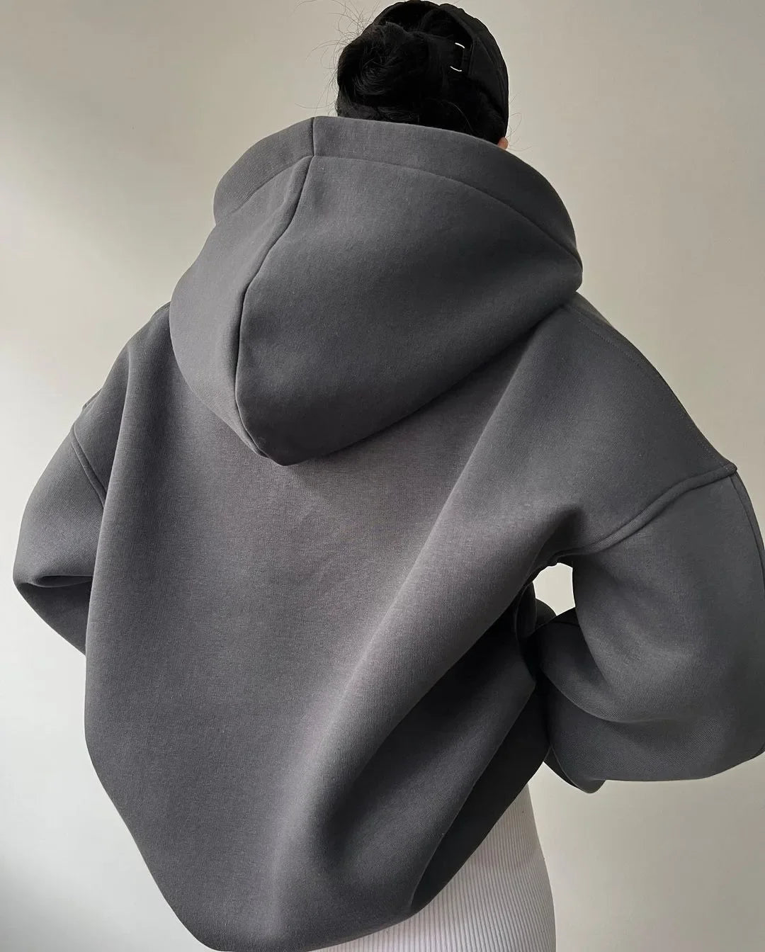 Oversized Kapuzenpullover mit Offenem V-Ausschnitt 5