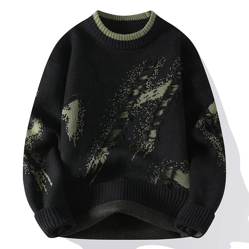 Raphael | Herren Strickpullover Distressed-Design Grobstrick 0
