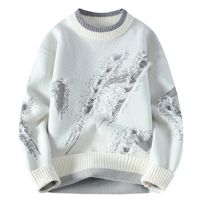Raphael | Herren Strickpullover Distressed-Design Grobstrick 1