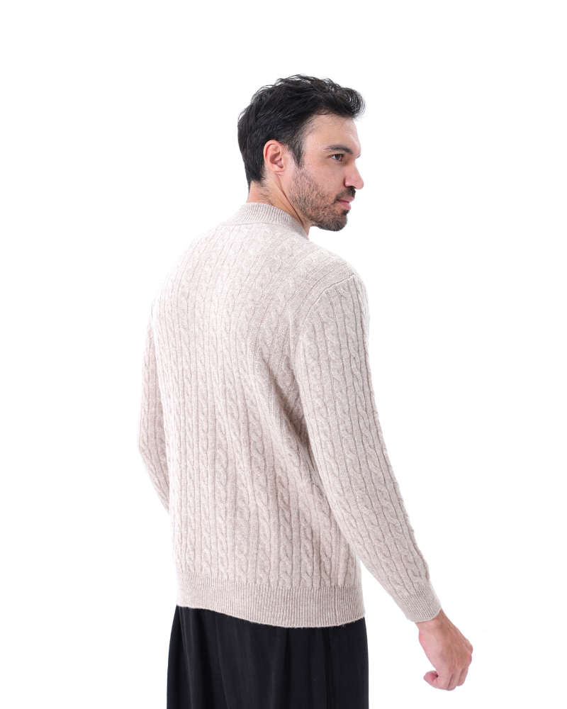 Roman | Herren Strickpullover Reißverschluss Grobstrick Zopfmuster 7