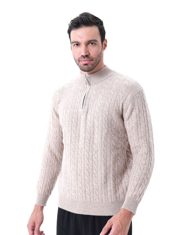 Roman | Herren Strickpullover Reißverschluss Grobstrick Zopfmuster 8