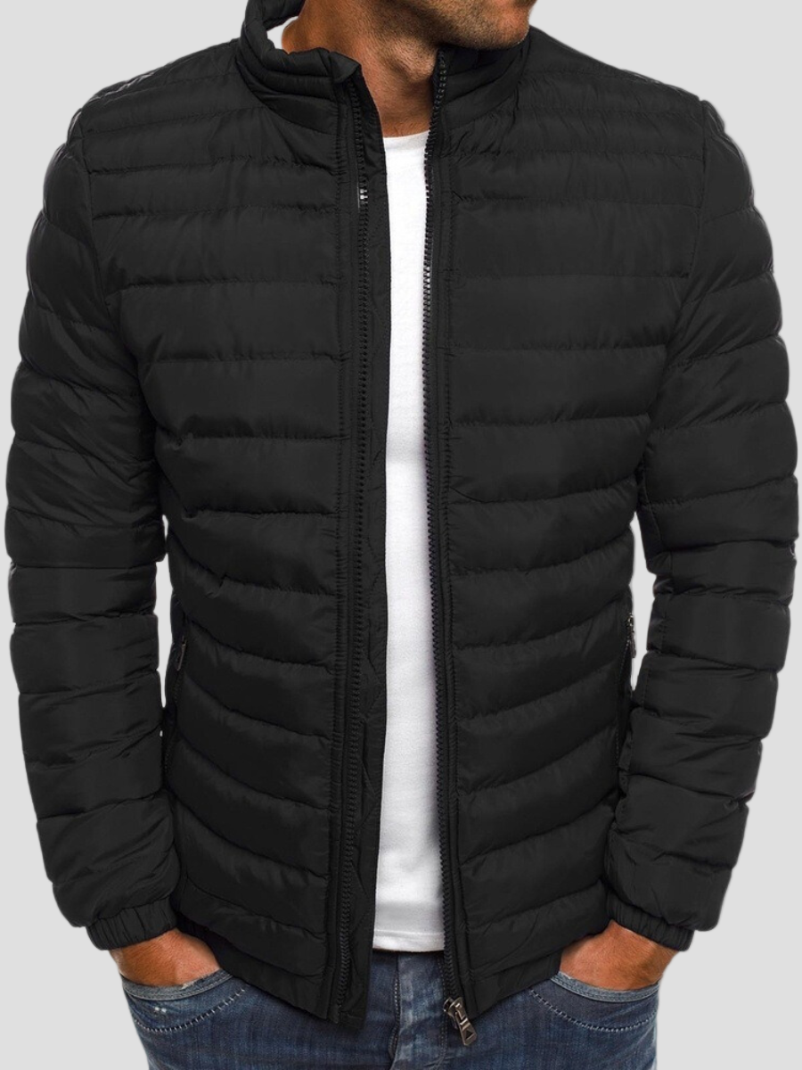 Schwarze Pufferjacke mit Stehkragen für Eleganz 0