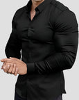 Slim-Fit Hemd aus Stretchmaterial – Knitterfrei, Modern und Bequem für Herren, Ideal für Formelle und Legere Anlässe 1